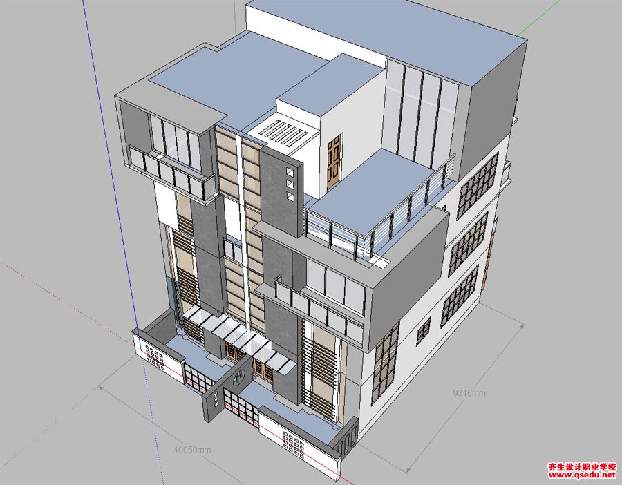 草图大师（SU）农村自建双拼别墅模型下载