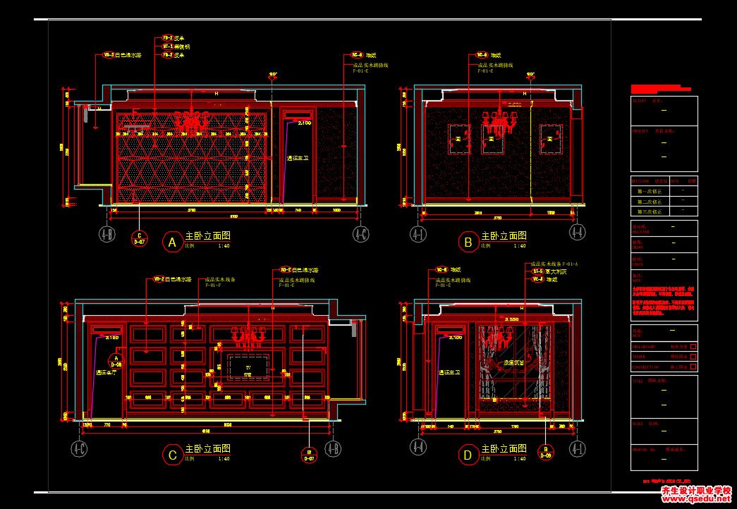 家装CAD图纸[192],新古典风格别墅CAD施工图附效果图 盛世融城